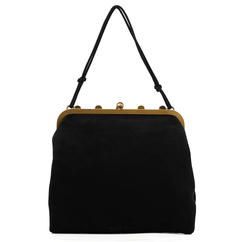 Black Suede Crystal Clutch Shoulder Bag