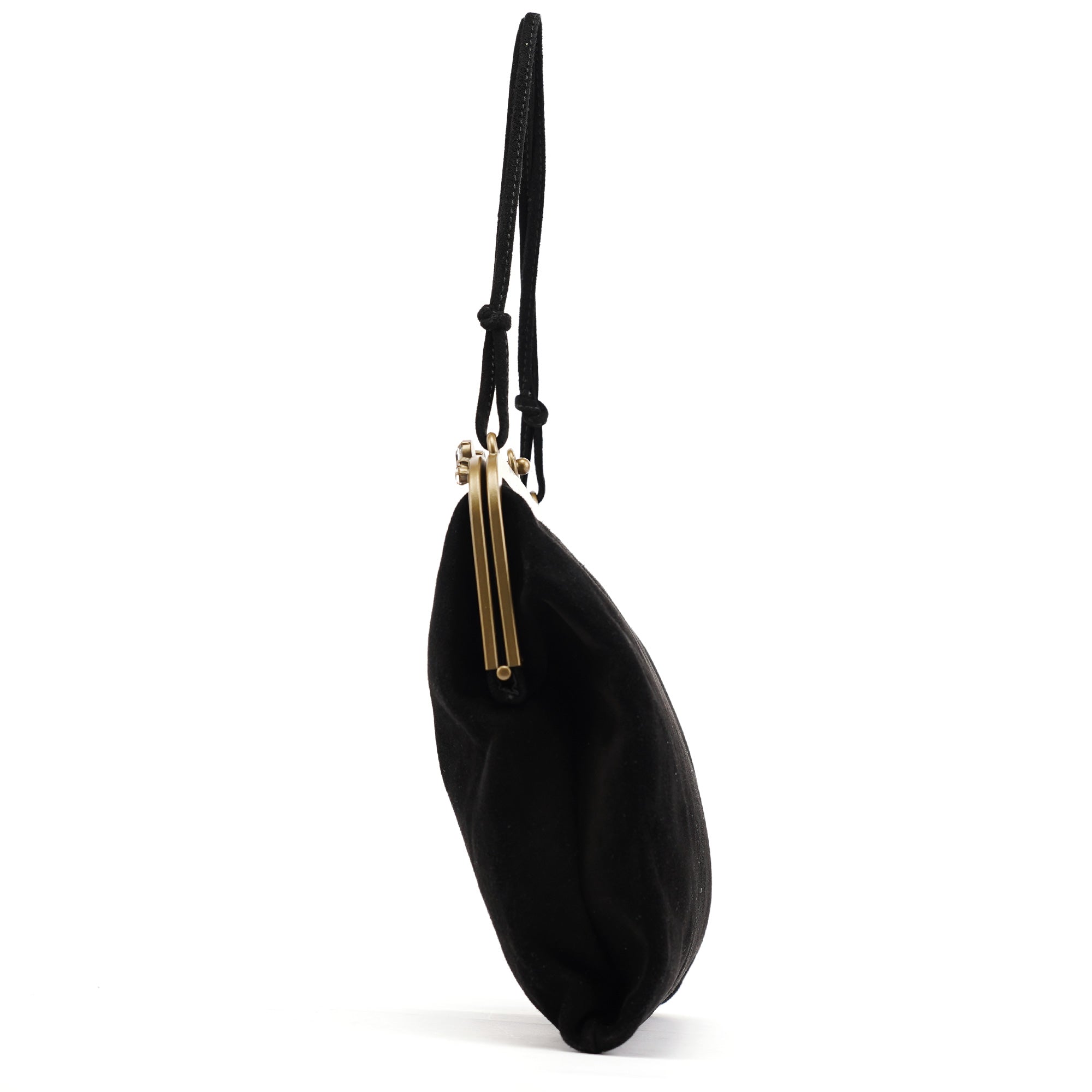 Black Suede Crystal Clutch Shoulder Bag