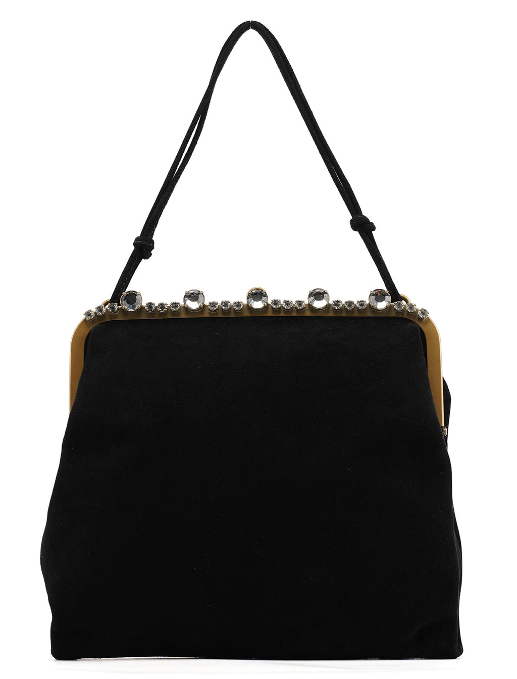 Black Suede Crystal Clutch Shoulder Bag