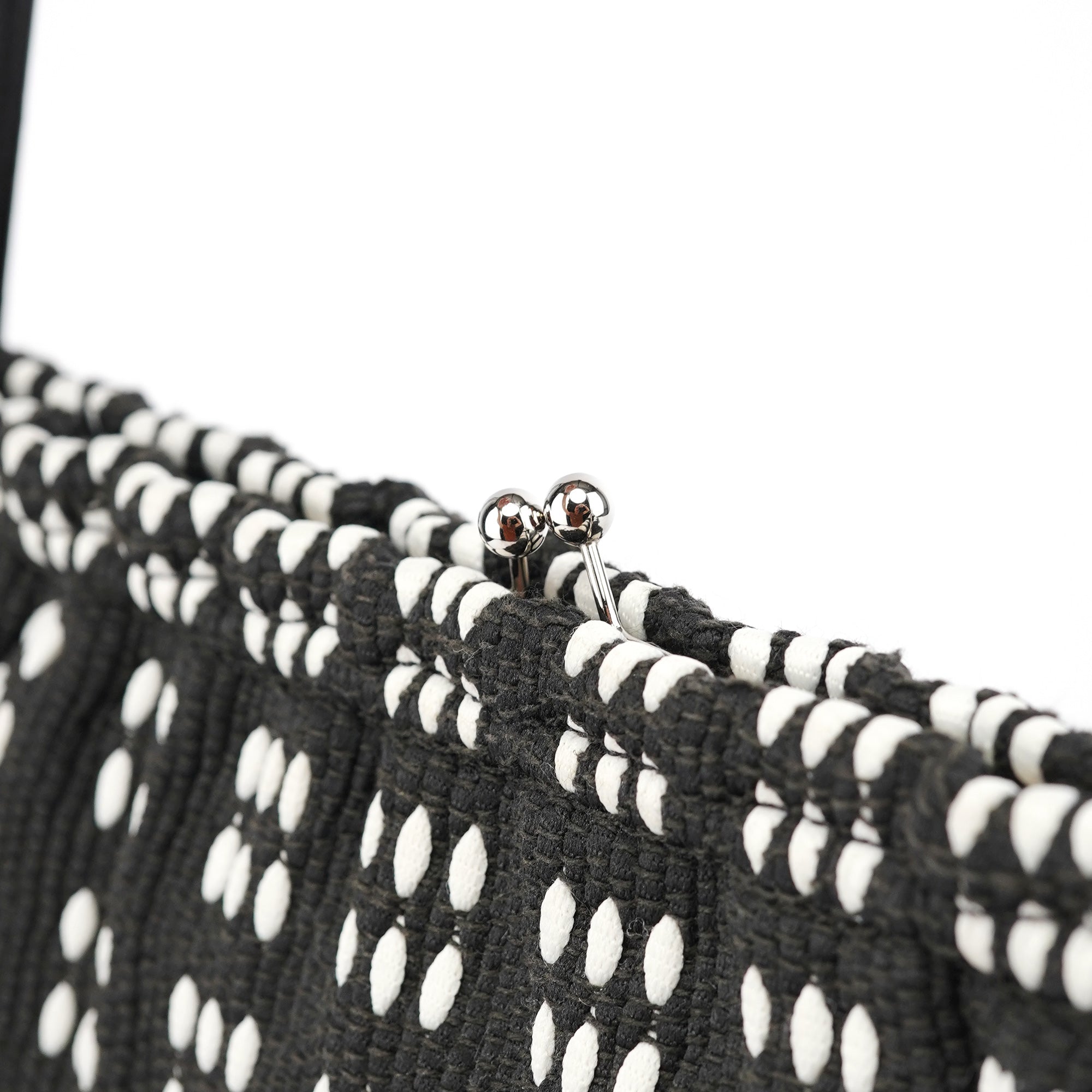 Black White Canvas Stitch Shoulder Bag