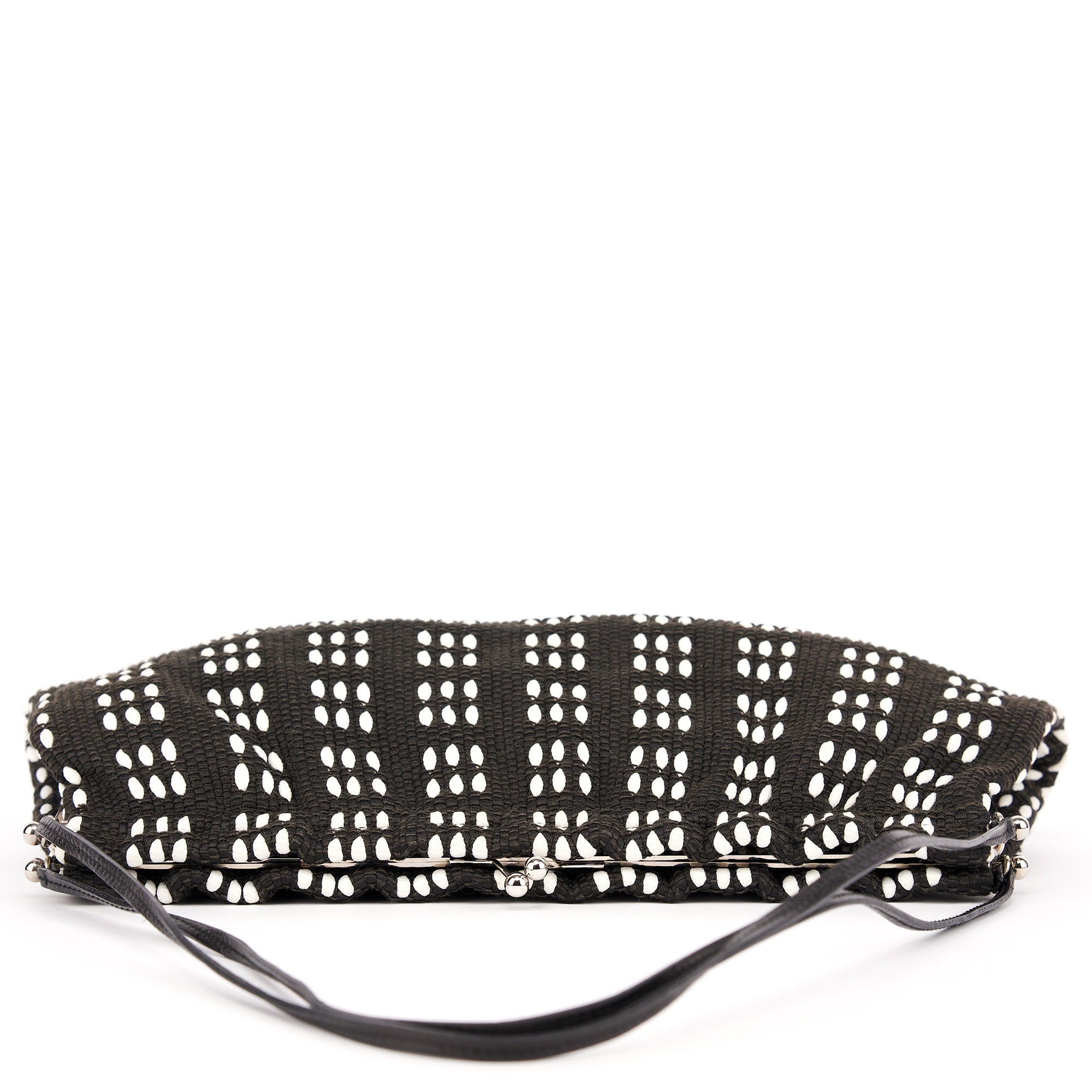 Black White Canvas Stitch Shoulder Bag