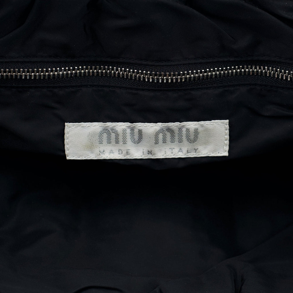 Black White Woven Canvas Shoulder Bag