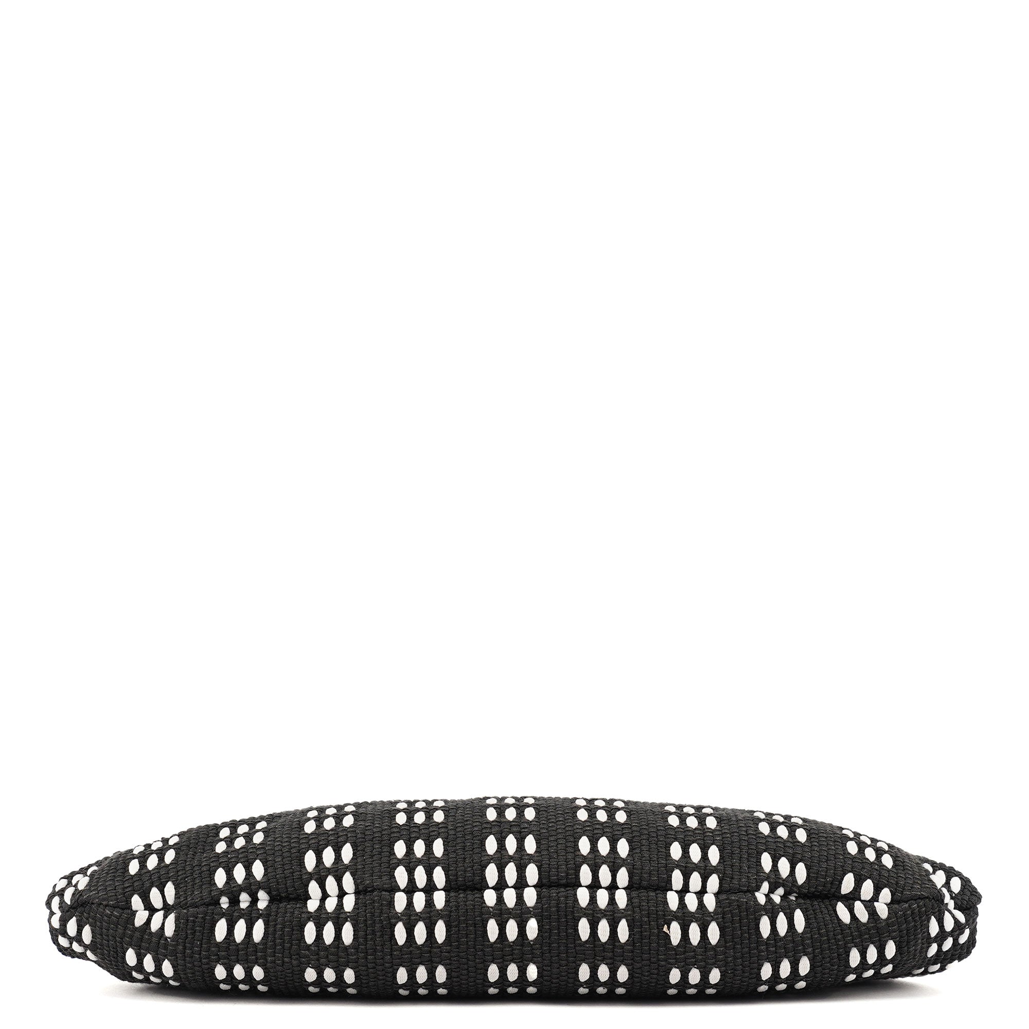 Black White Woven Canvas Shoulder Bag