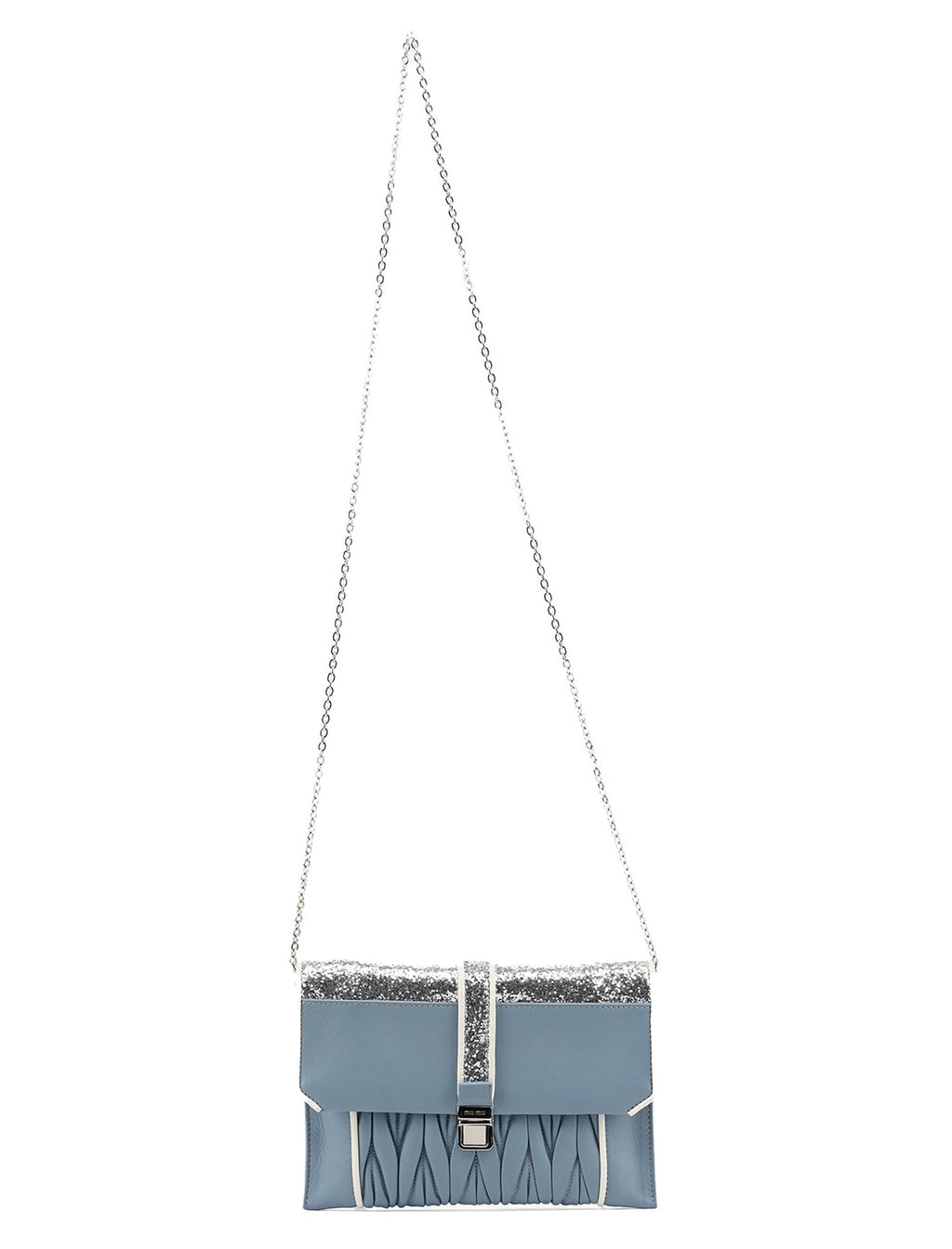 Blue Quilted Glitter Shoulder Bag