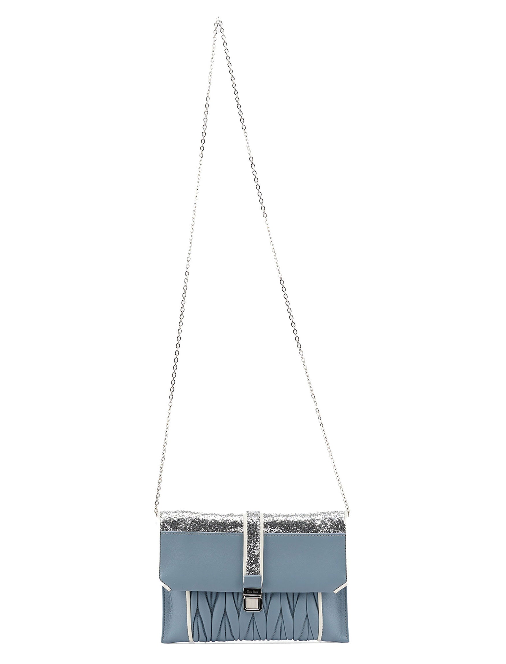 Blue Quilted Glitter Shoulder Bag