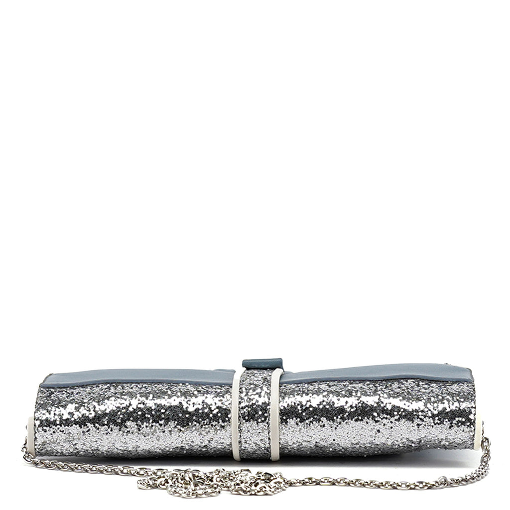 Blue Quilted Glitter Shoulder Bag