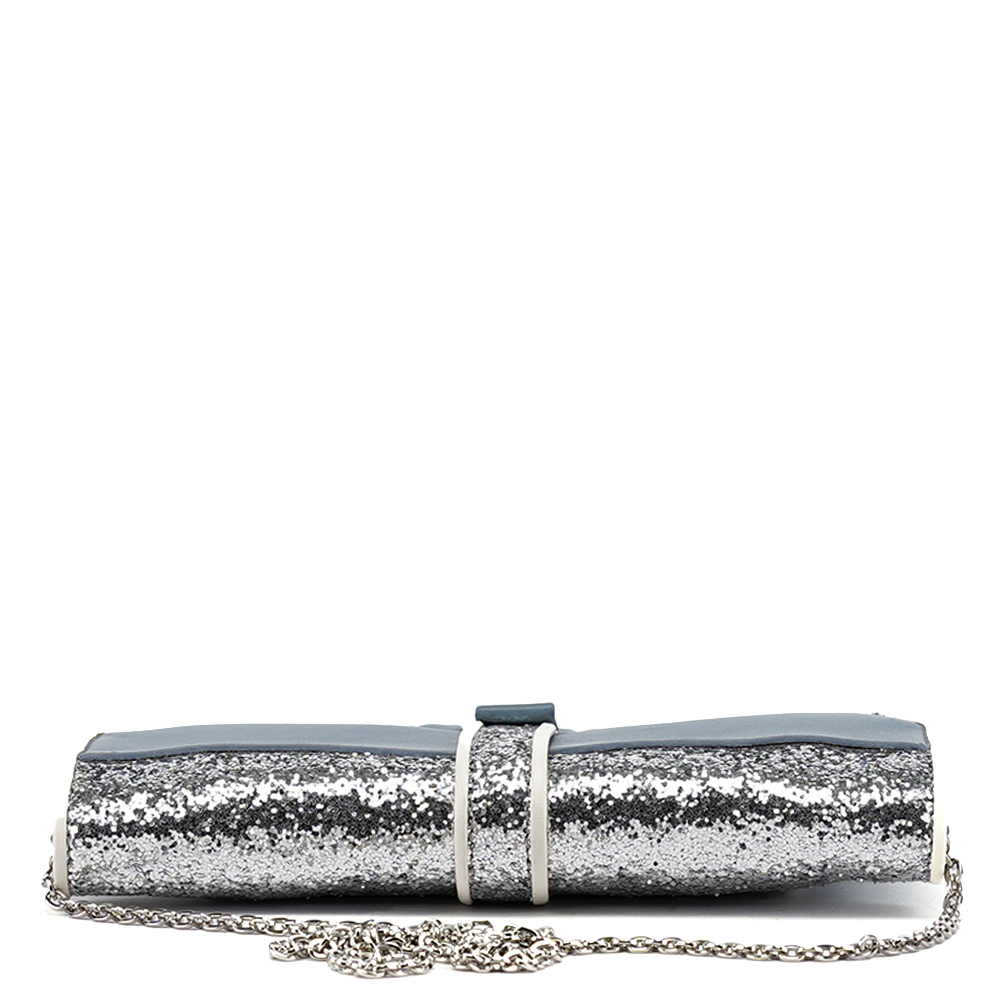 Blue Quilted Glitter Shoulder Bag