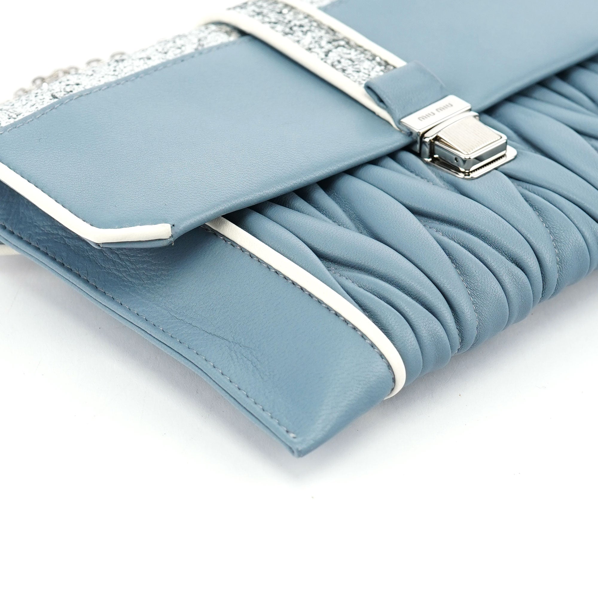 Blue Quilted Glitter Shoulder Bag