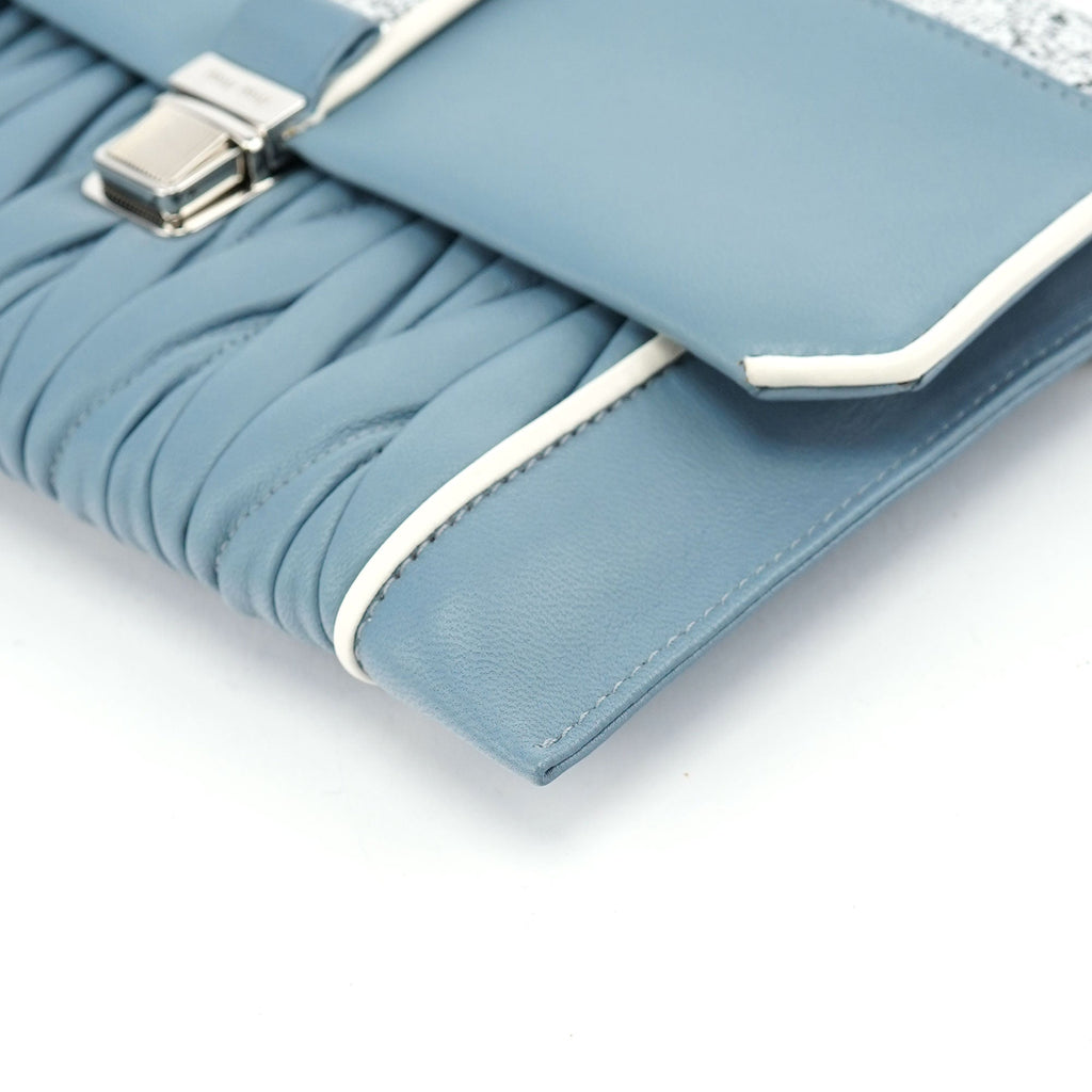 Blue Quilted Glitter Shoulder Bag