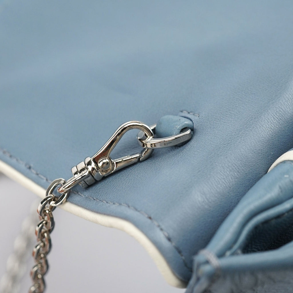 Blue Quilted Glitter Shoulder Bag