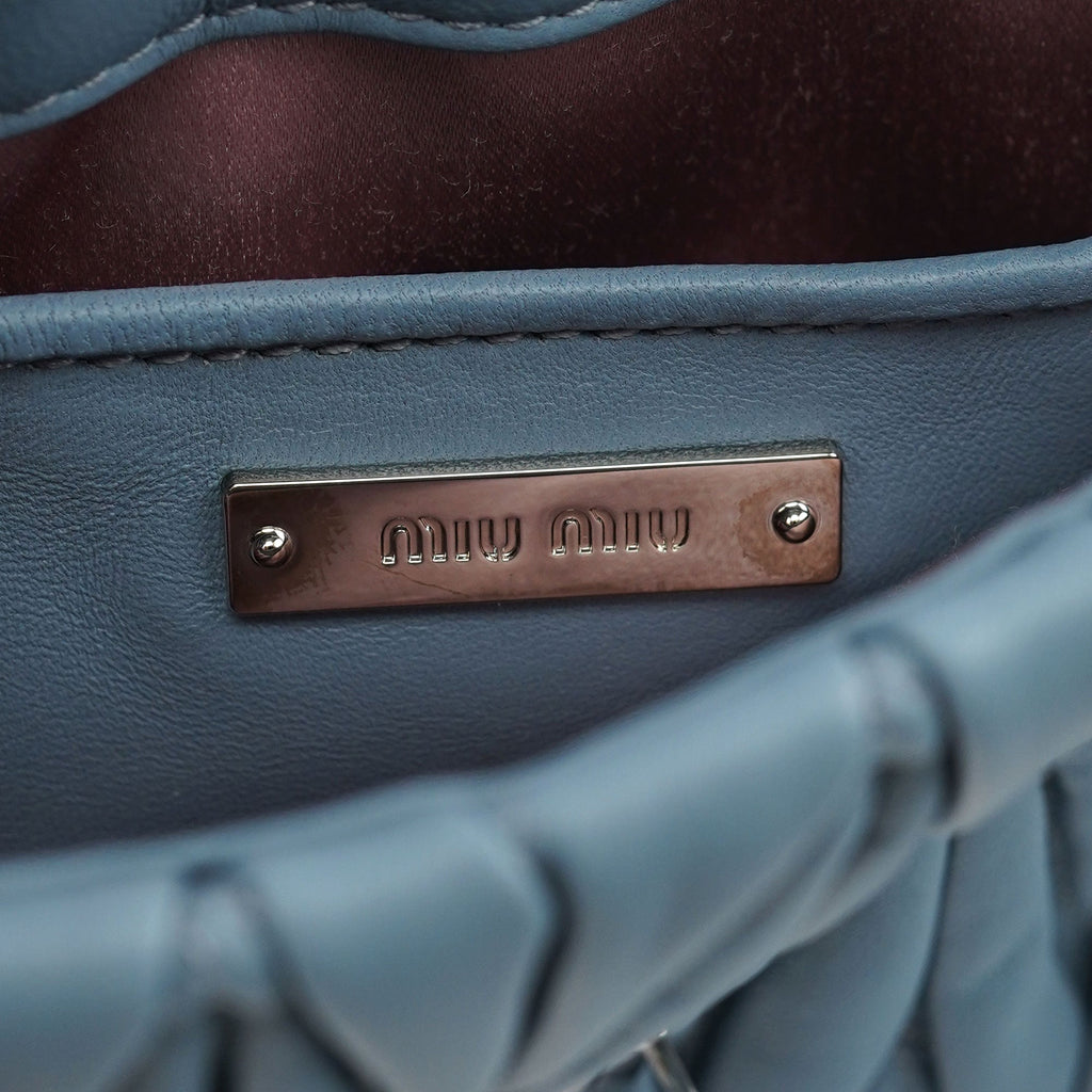 Blue Quilted Glitter Shoulder Bag