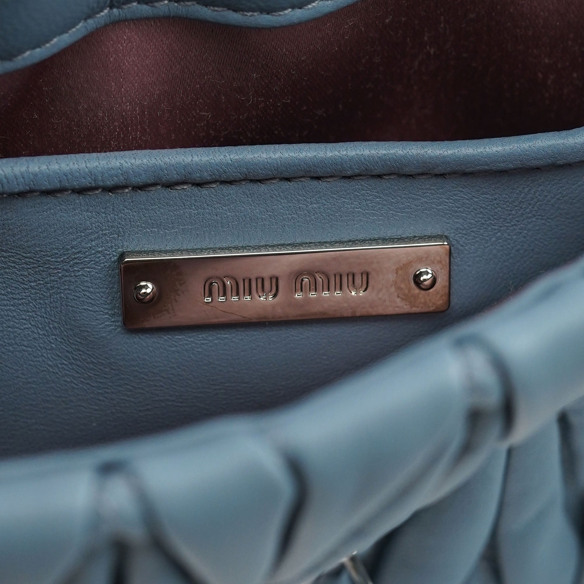 Blue Quilted Glitter Shoulder Bag