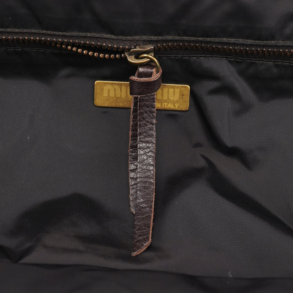 Brown Crackled Leather Clutch Shoulder Bag