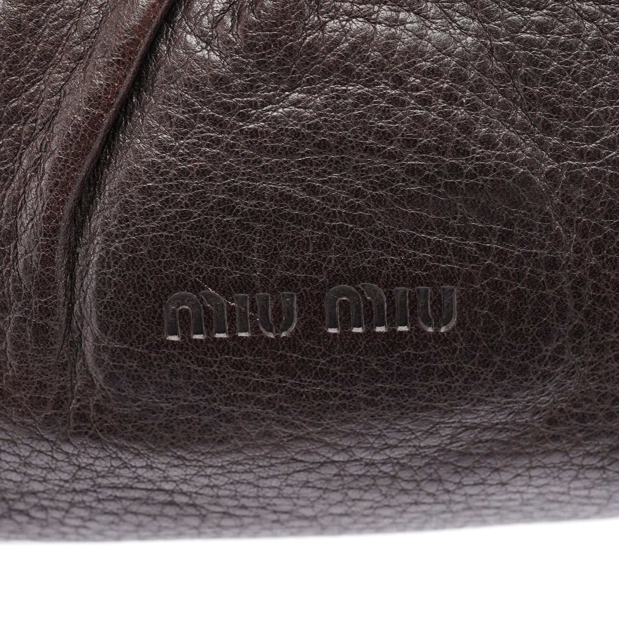 Brown Crackled Leather Clutch Shoulder Bag
