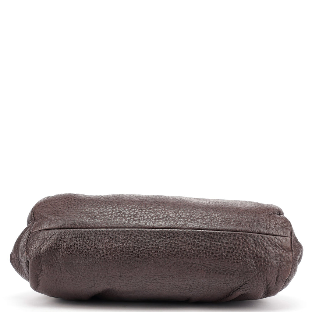 Brown Crackled Leather Clutch Shoulder Bag