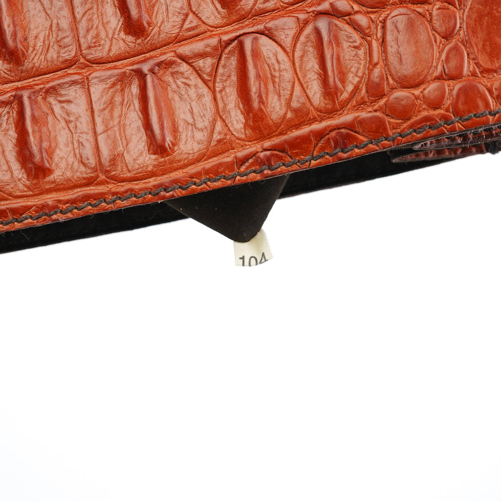 Brown Croc Embossed Belt Shoulder Bag