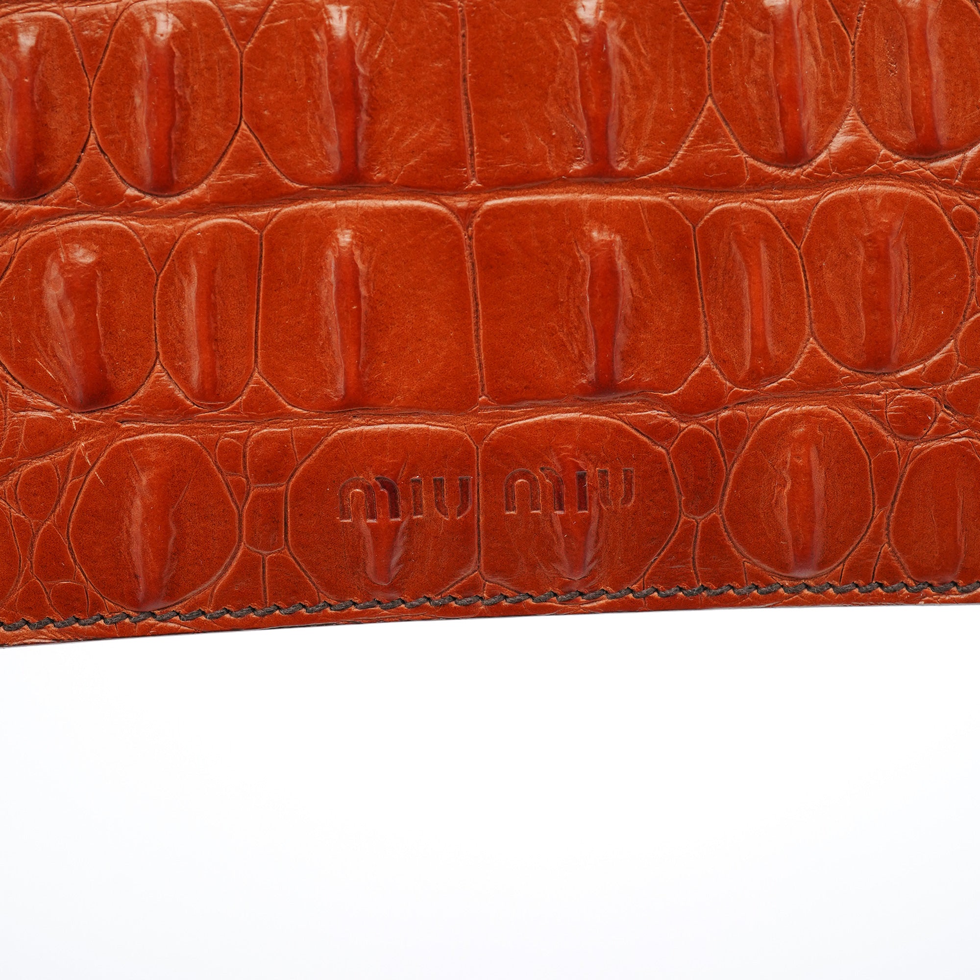 Brown Croc Embossed Belt Shoulder Bag