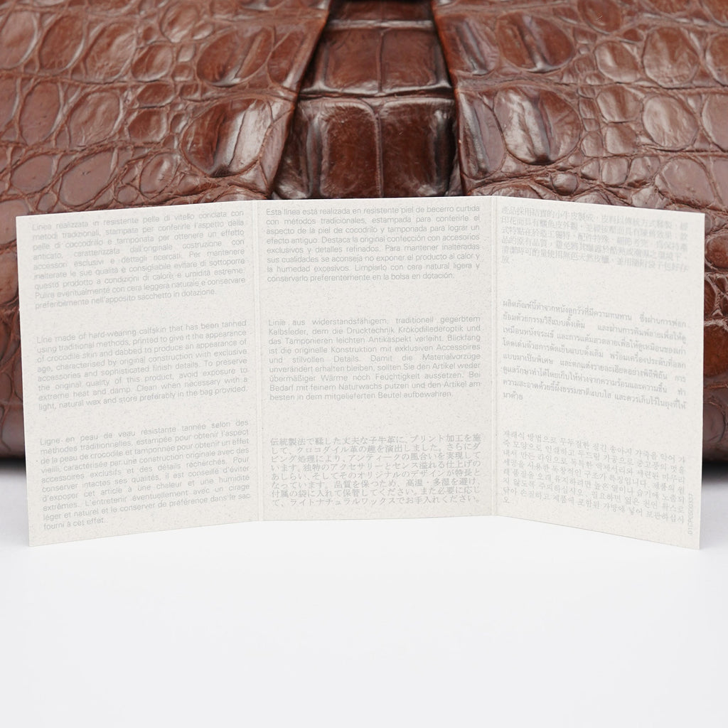 Brown Croc Embossed Clutch Shoulder Bag