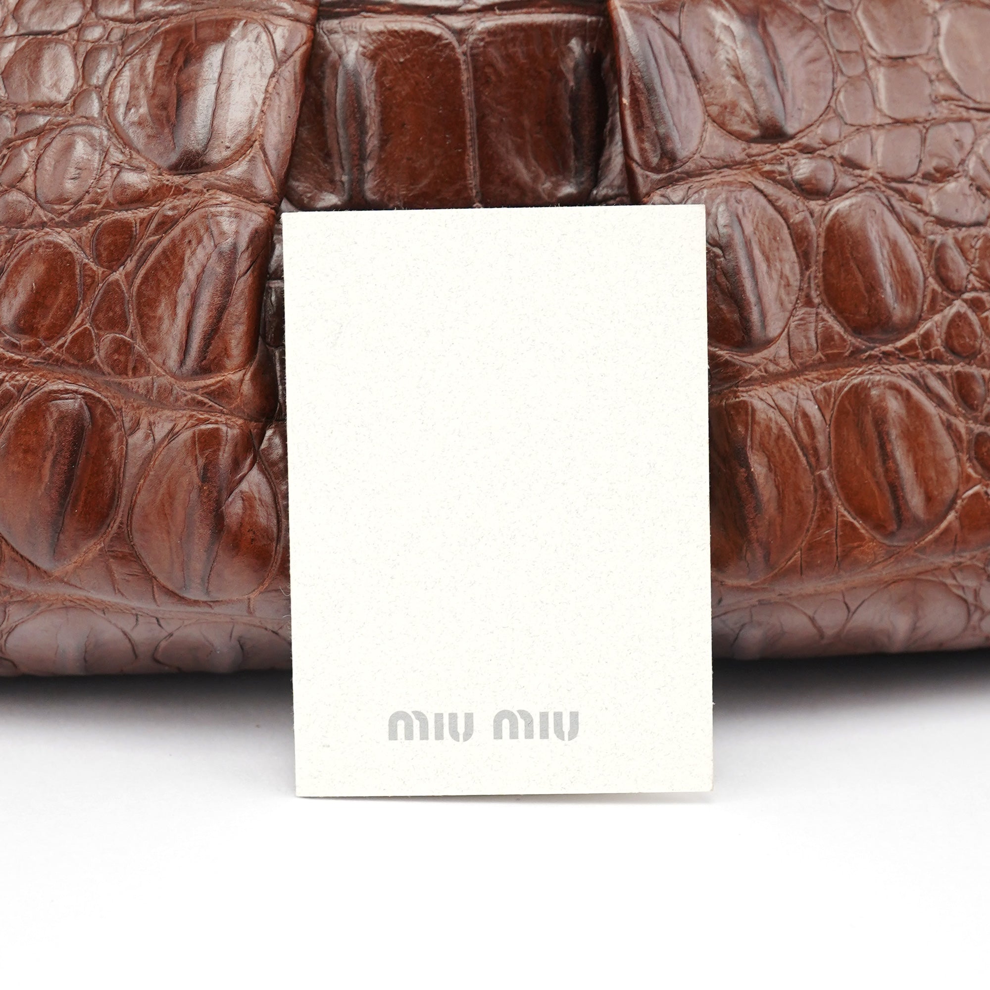 Brown Croc Embossed Clutch Shoulder Bag
