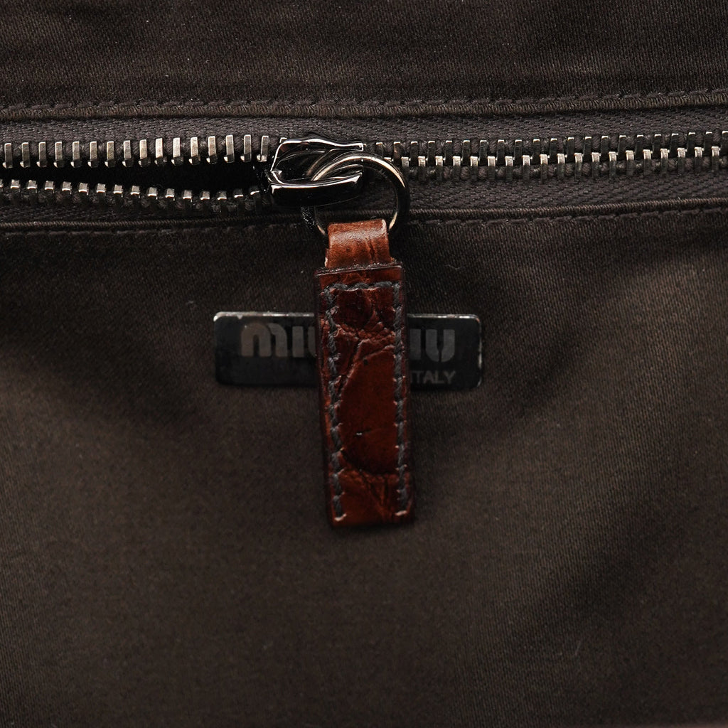 Brown Croc Embossed Clutch Shoulder Bag