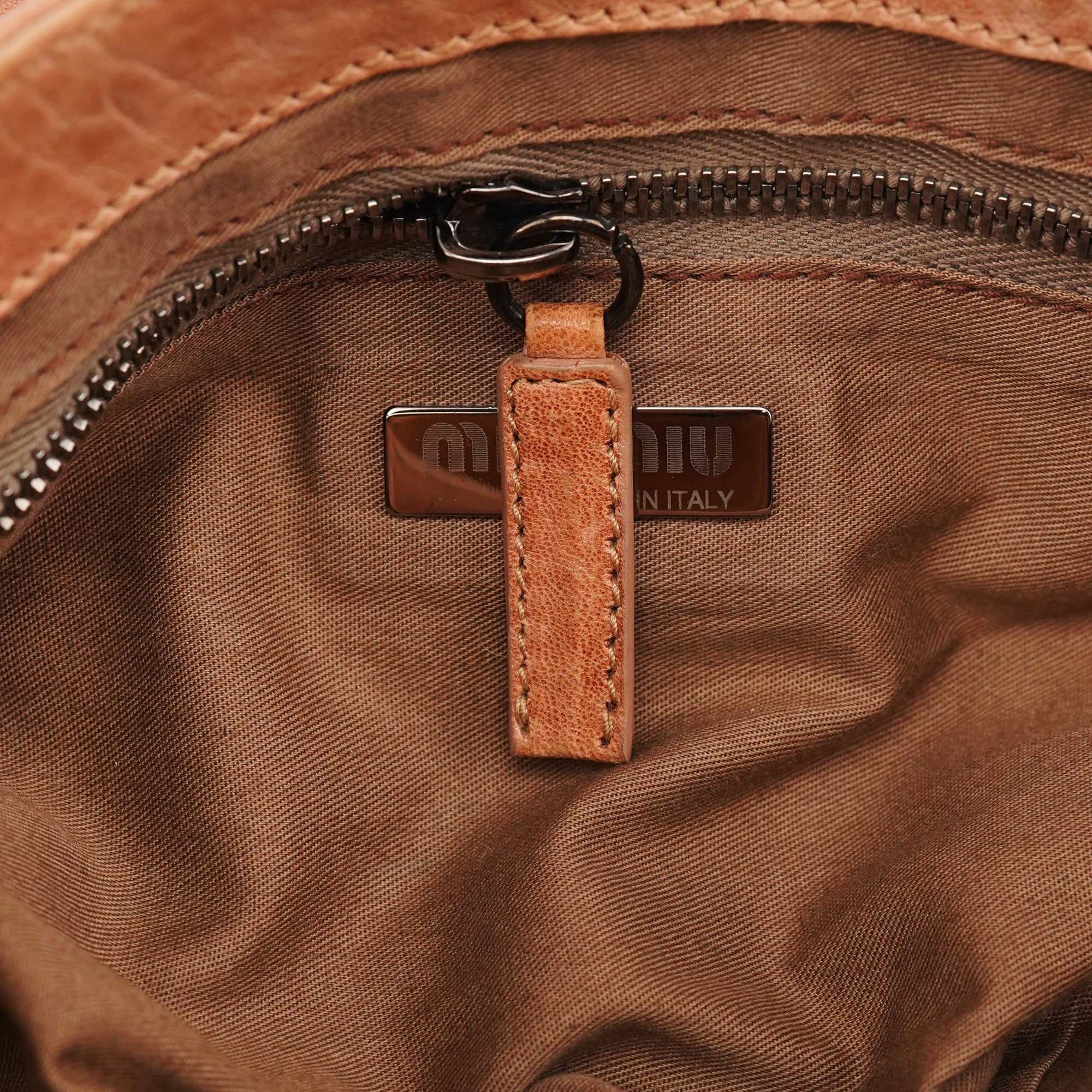 Brown Distressed Leather Hobo Shoulder Bag