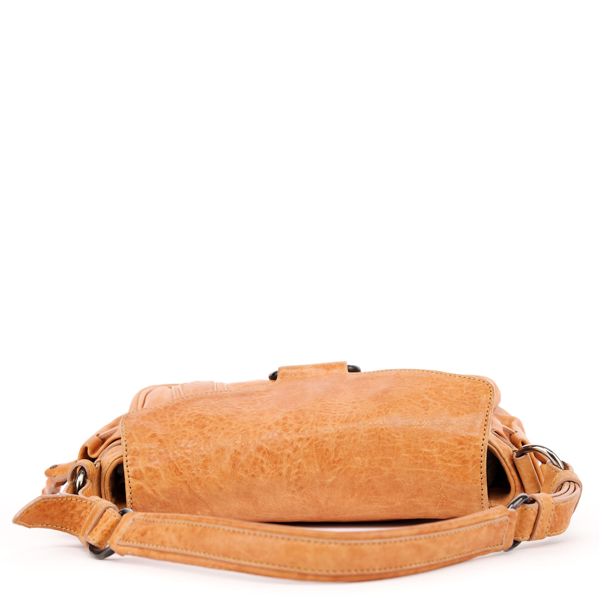 Brown Distressed Leather Hobo Shoulder Bag