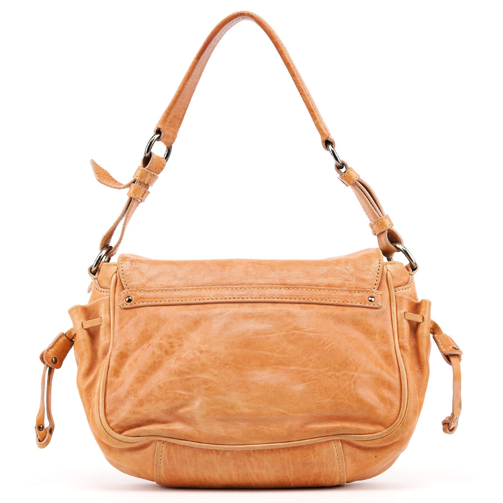 Brown Distressed Leather Hobo Shoulder Bag