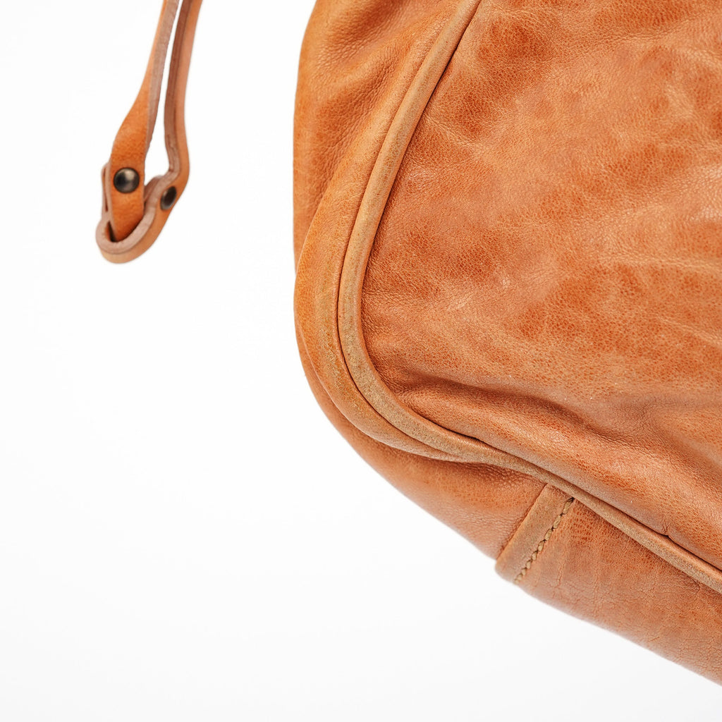 Brown Distressed Leather Hobo Shoulder Bag