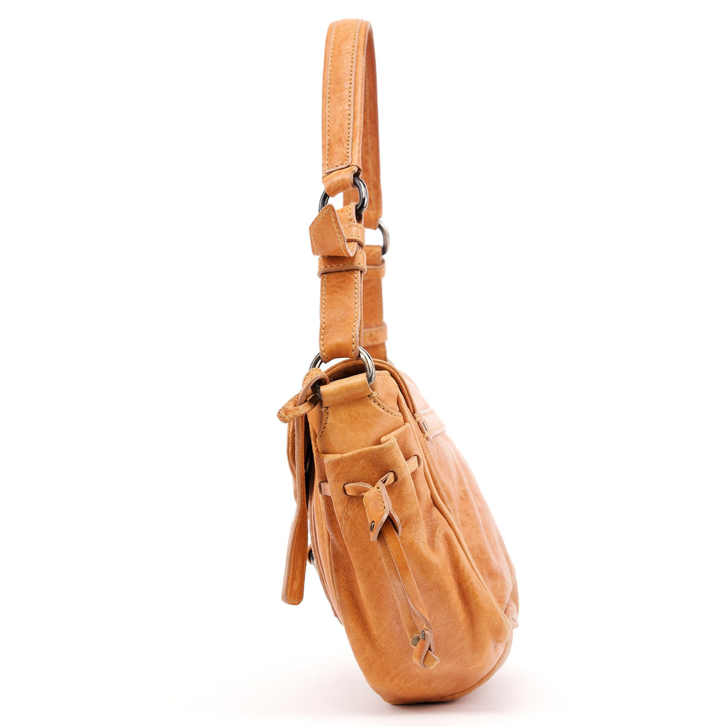 Brown Distressed Leather Hobo Shoulder Bag