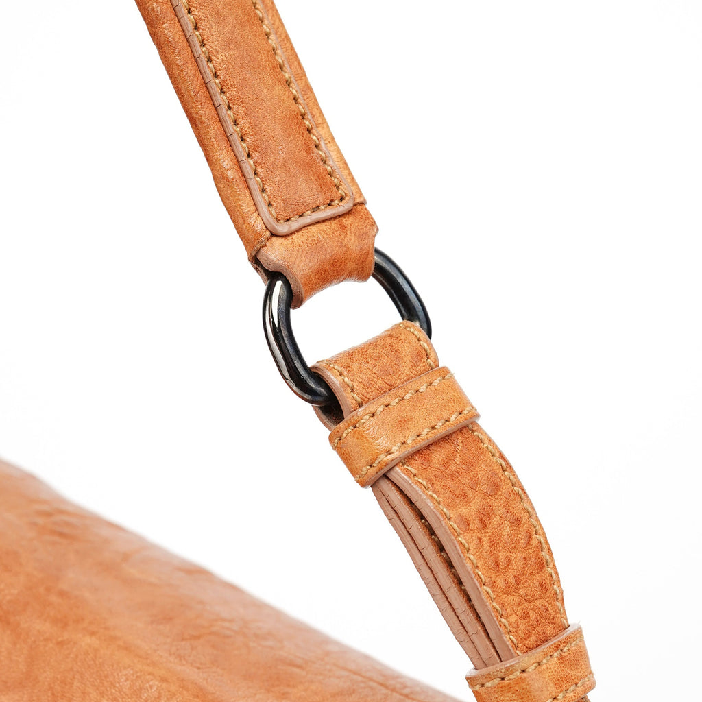 Brown Distressed Leather Hobo Shoulder Bag