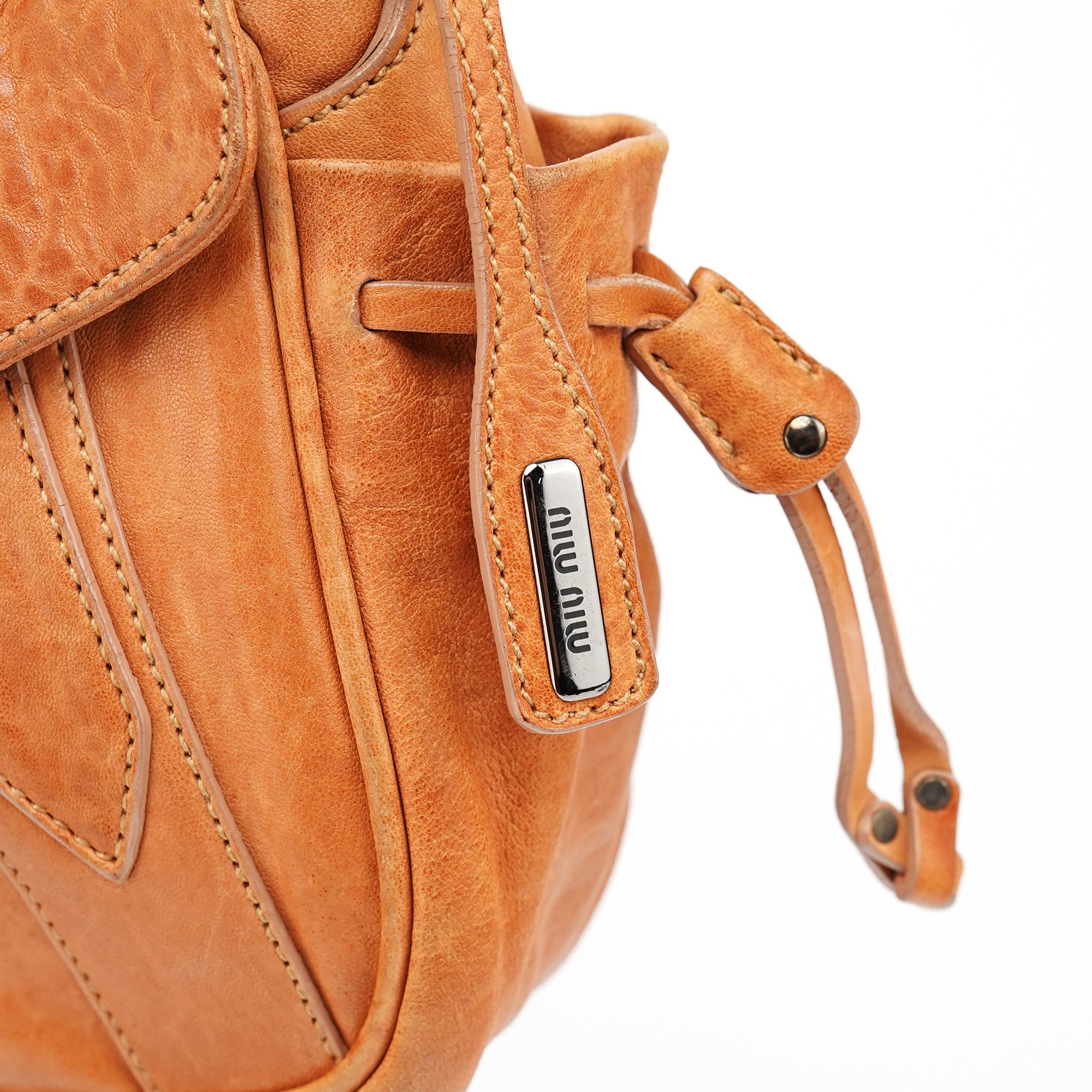 Brown Distressed Leather Hobo Shoulder Bag