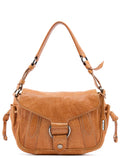 Brown Distressed Leather Hobo Shoulder Bag