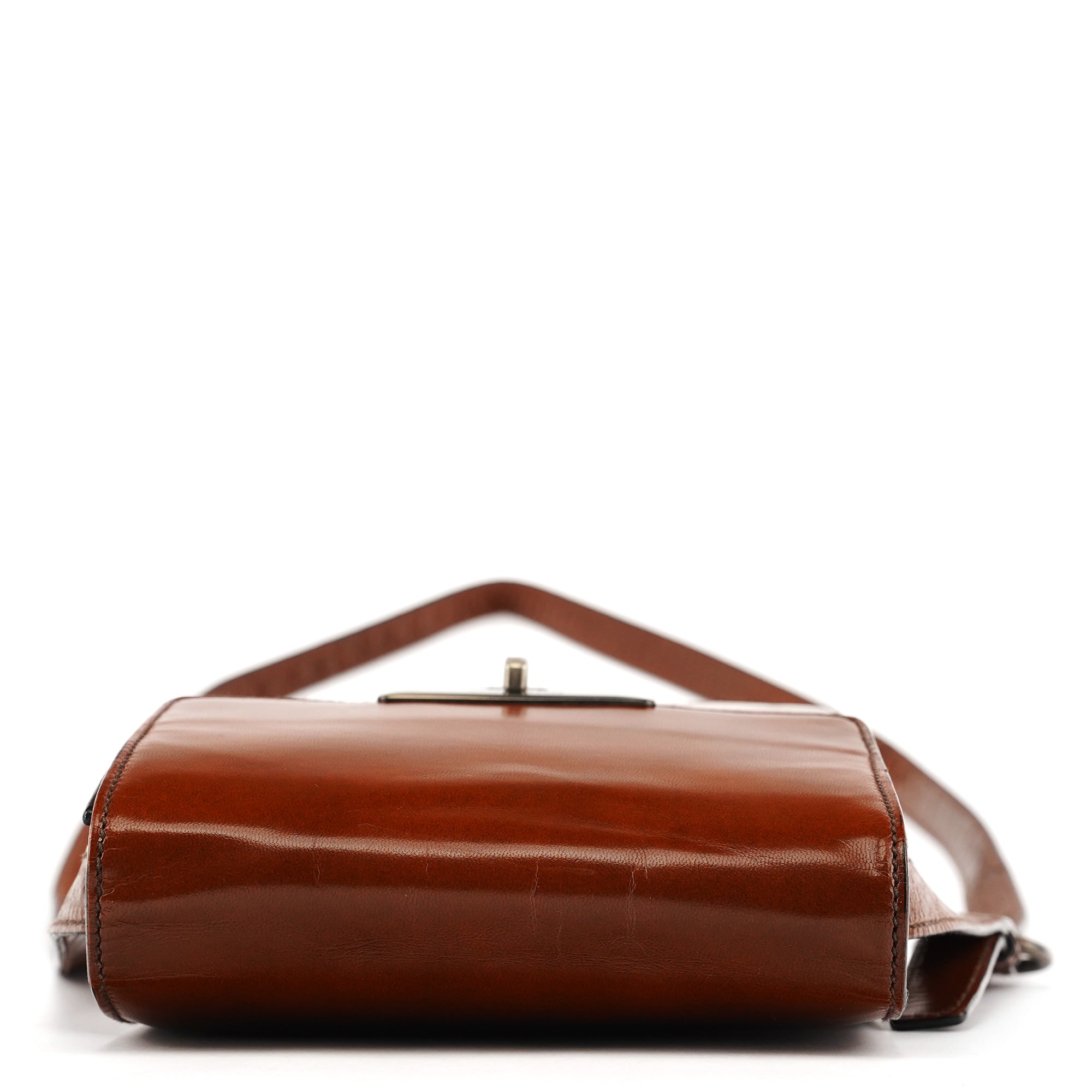 Brown Leather Flap Crossbody Bag