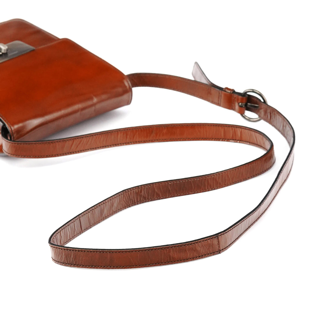 Brown Leather Flap Crossbody Bag