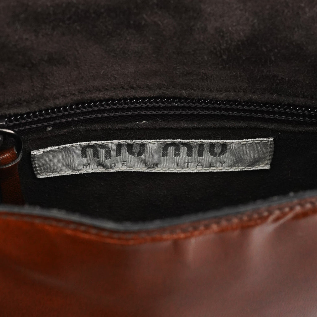 Brown Leather Flap Crossbody Bag