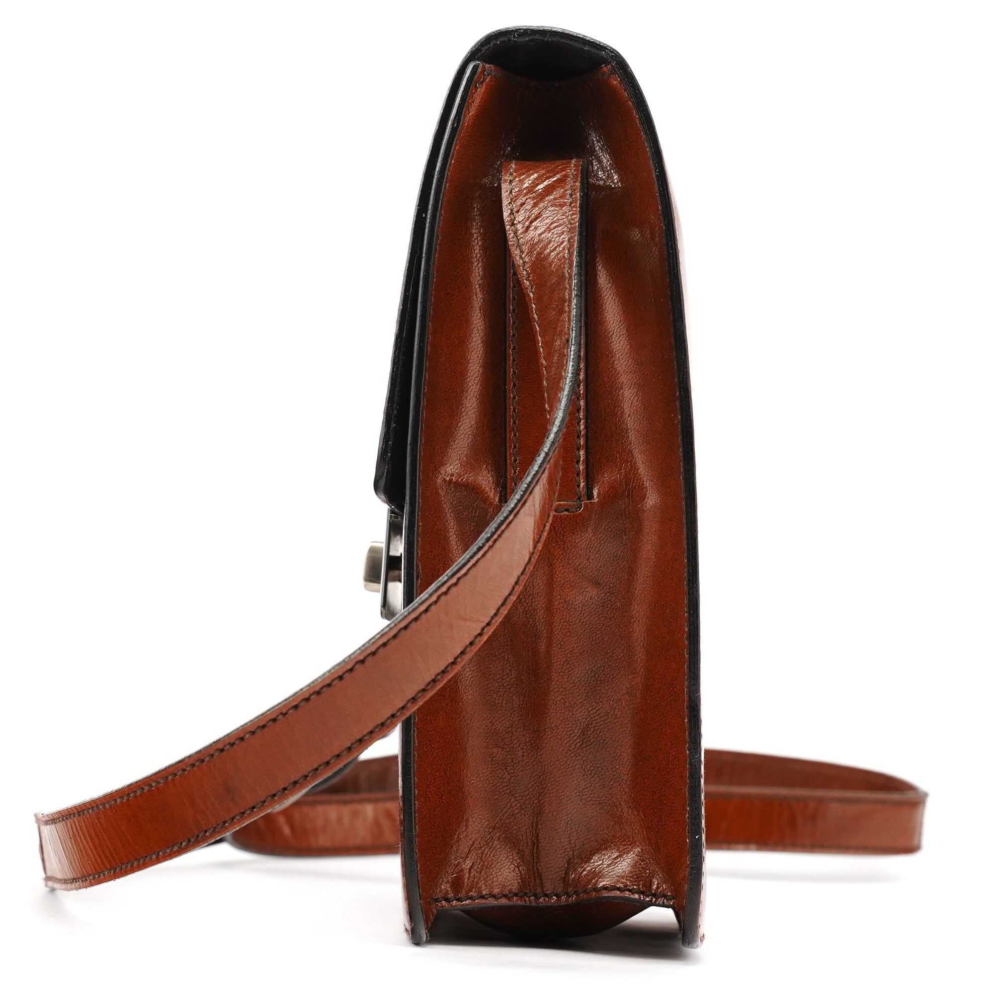 Brown Leather Flap Crossbody Bag