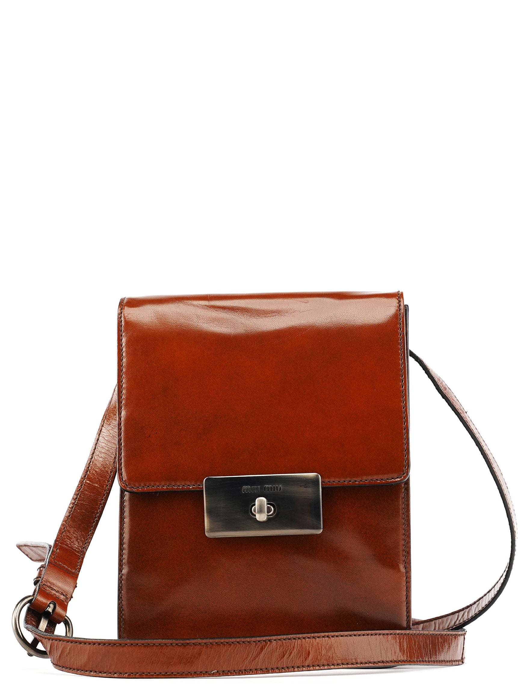 Brown Leather Flap Crossbody Bag