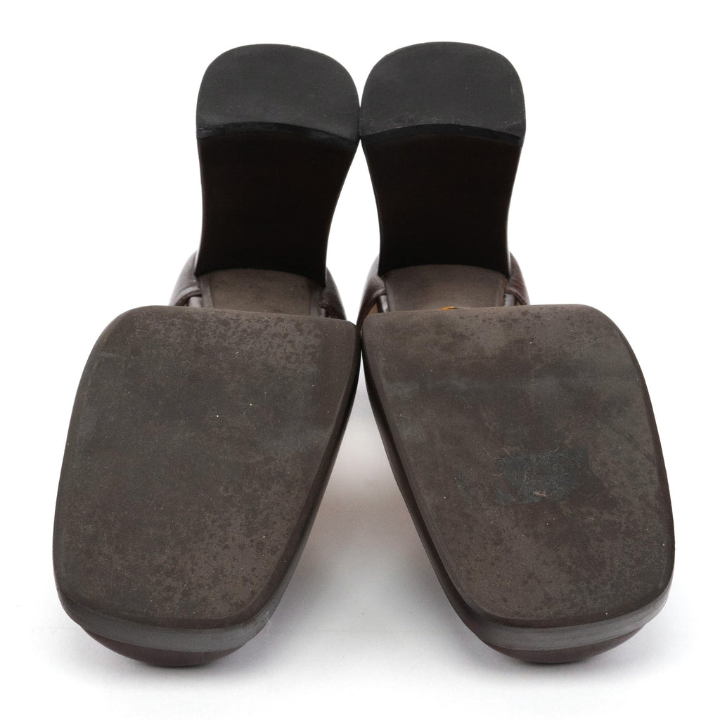 Brown Leather Mary Jane Platform Heels