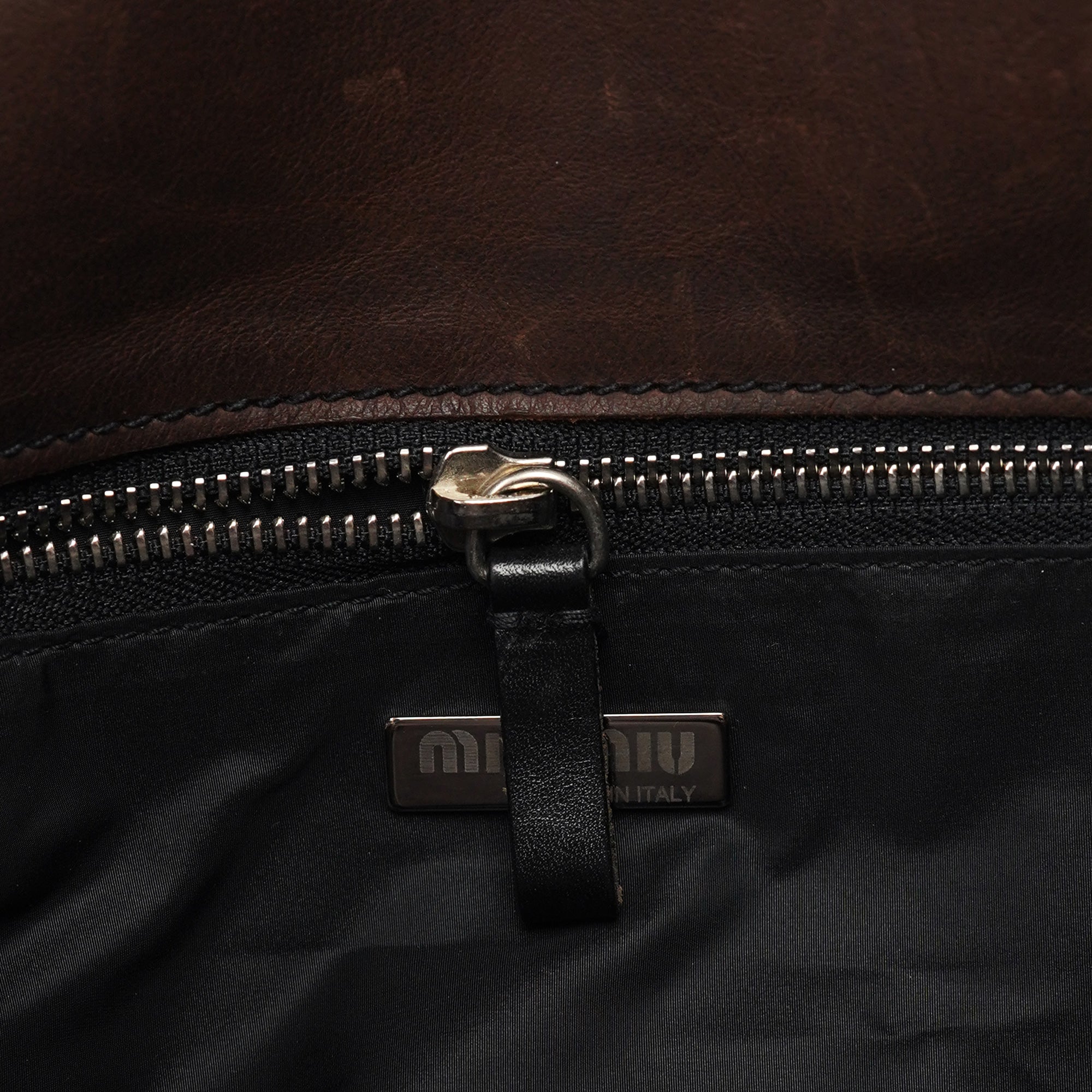 Brown Leather Pocket Tote Bag
