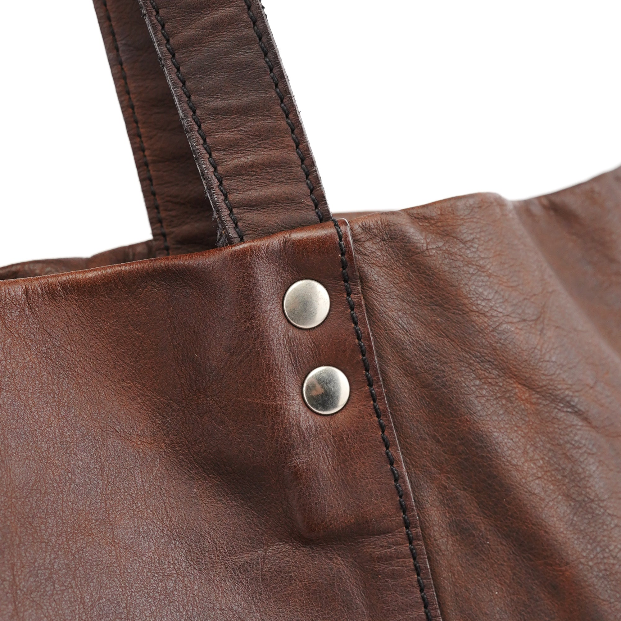 Brown Leather Pocket Tote Bag