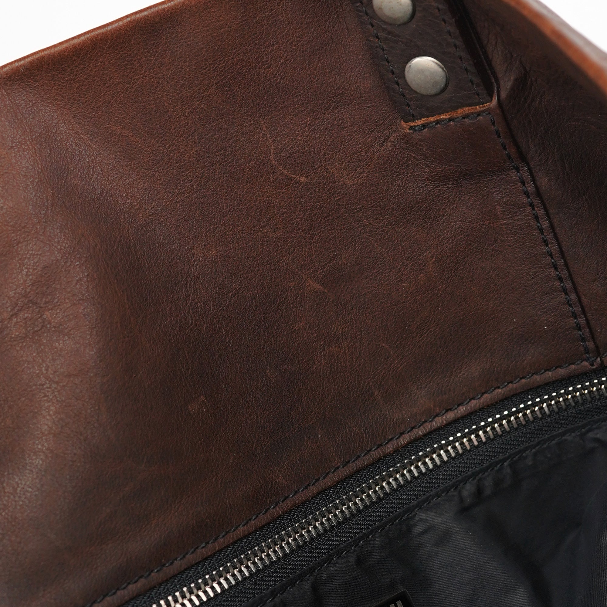 Brown Leather Pocket Tote Bag