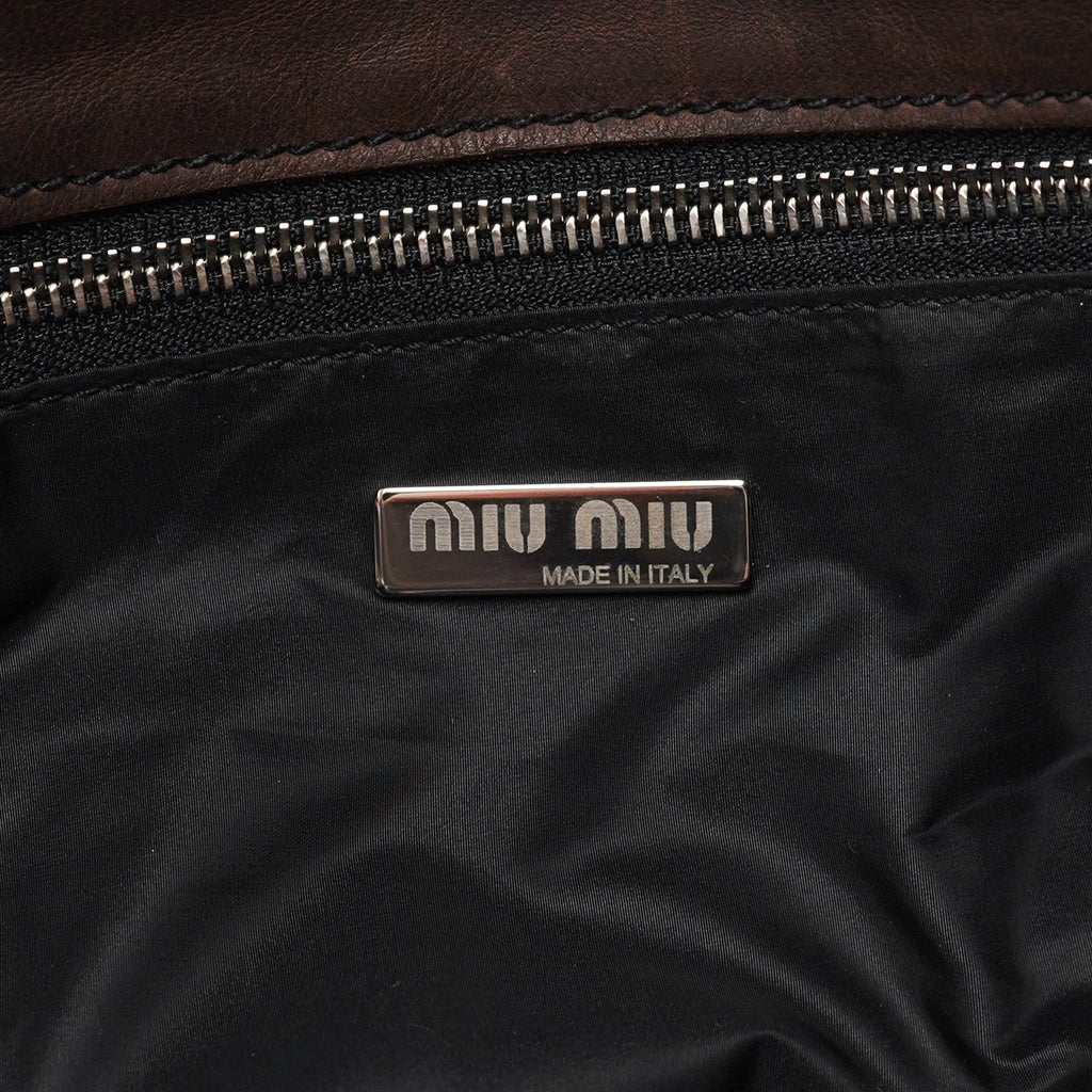 Brown Leather Pocket Tote Bag