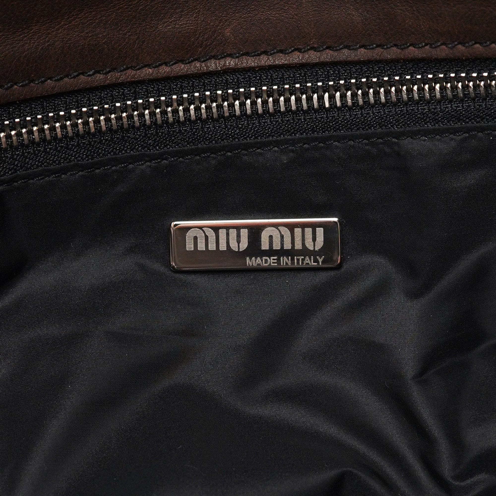 Brown Leather Pocket Tote Bag