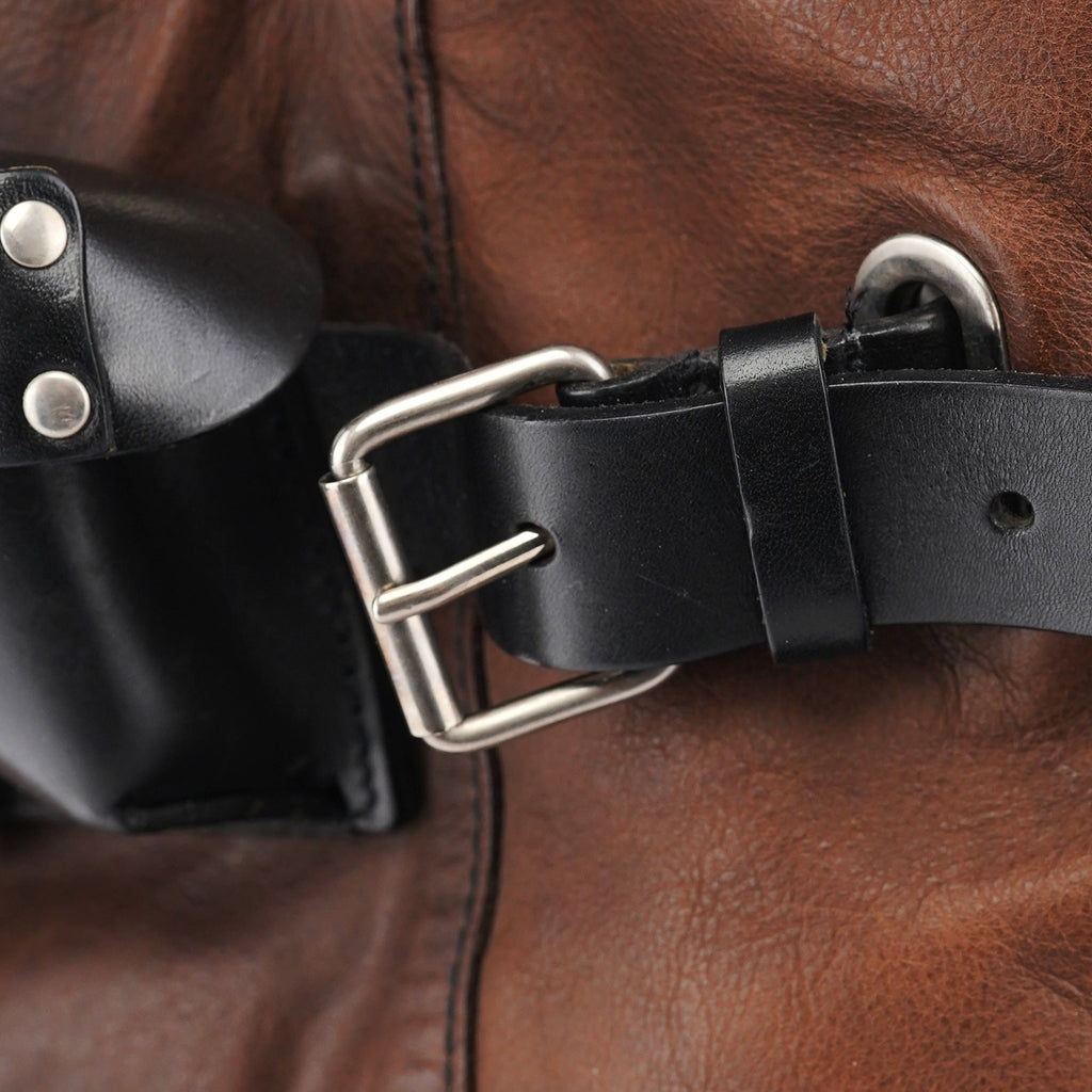 Brown Leather Pocket Tote Bag