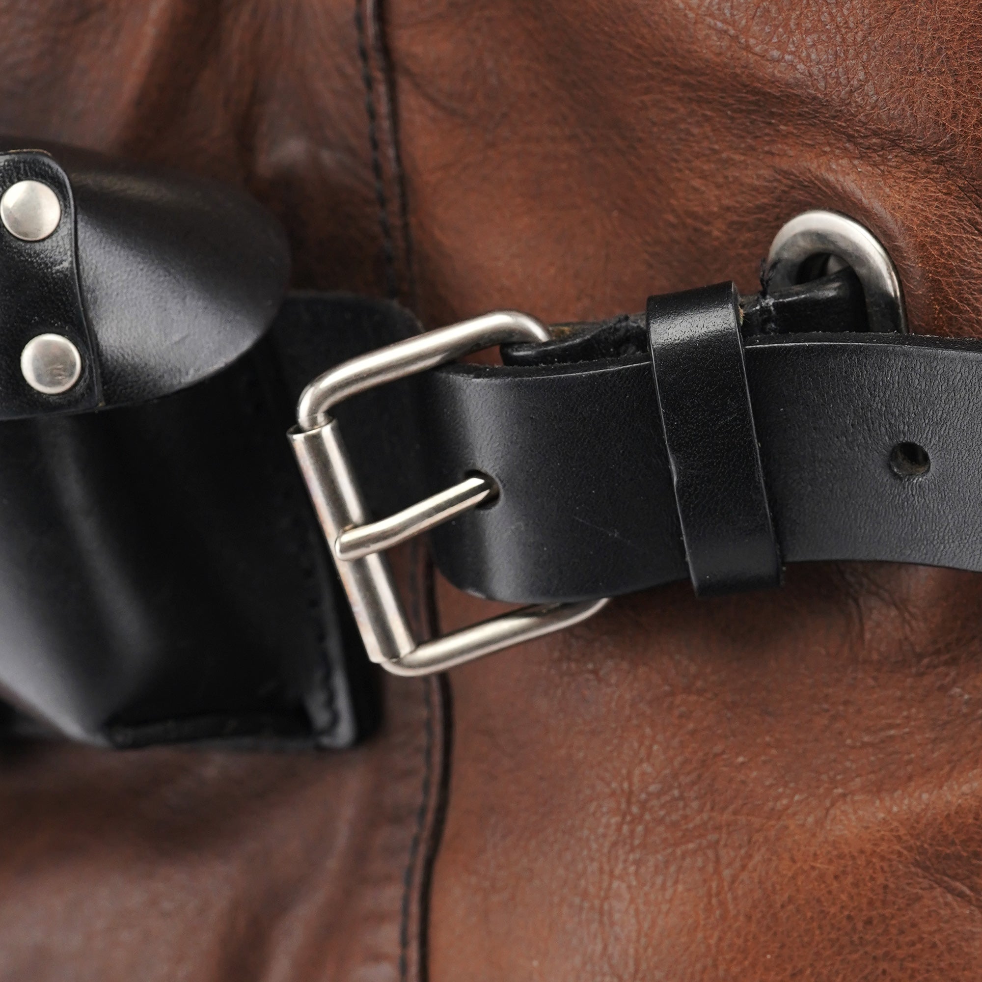 Brown Leather Pocket Tote Bag
