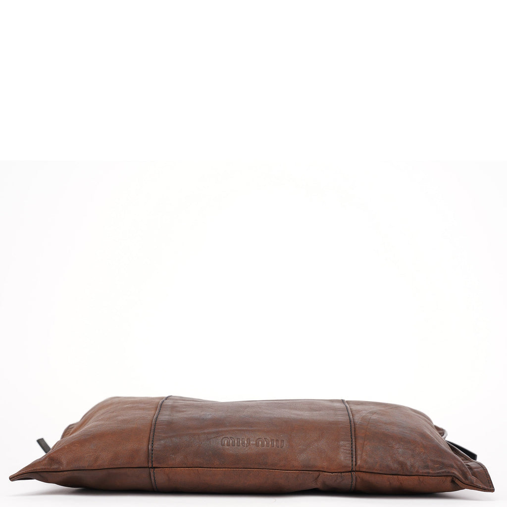Brown Leather Pocket Tote Bag