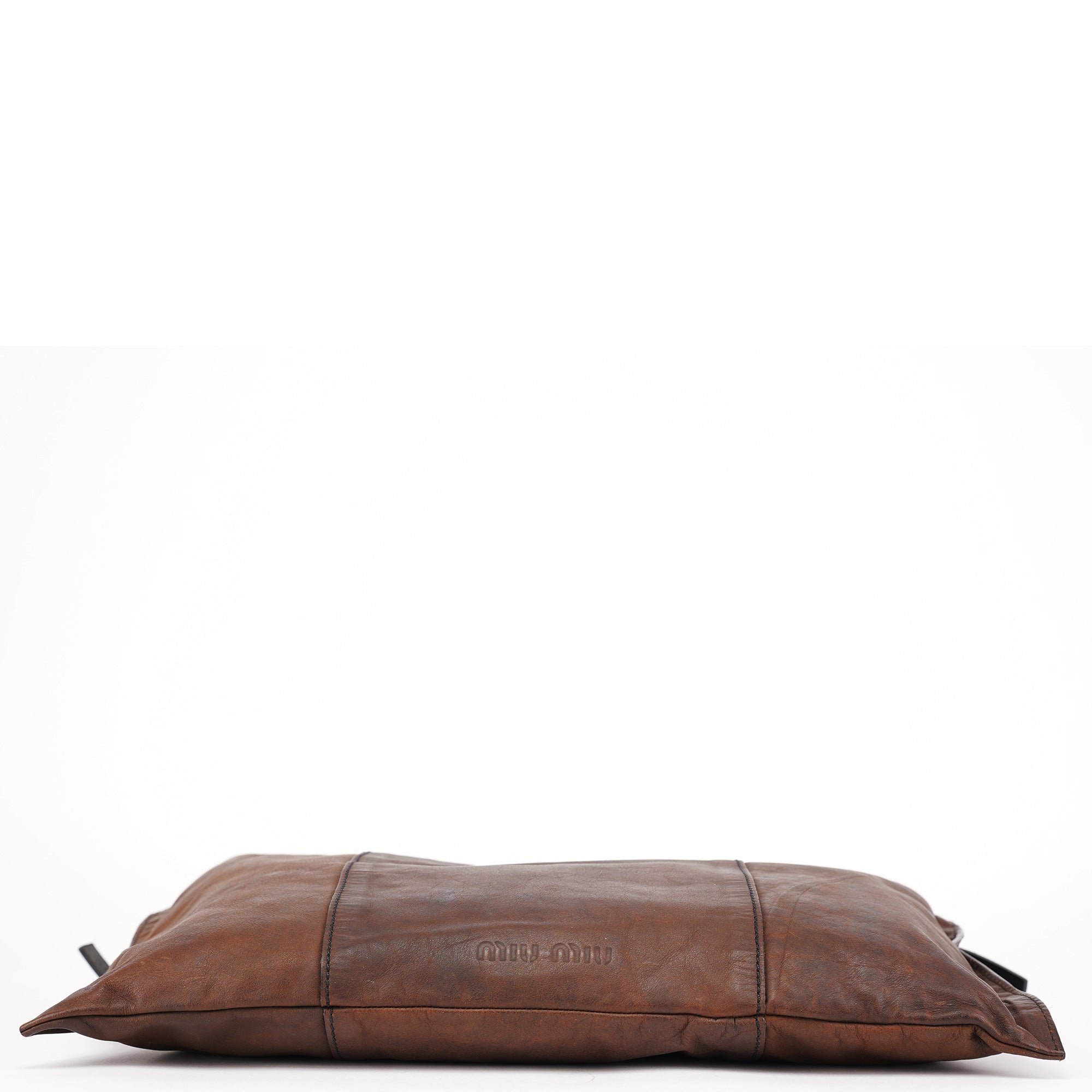 Brown Leather Pocket Tote Bag