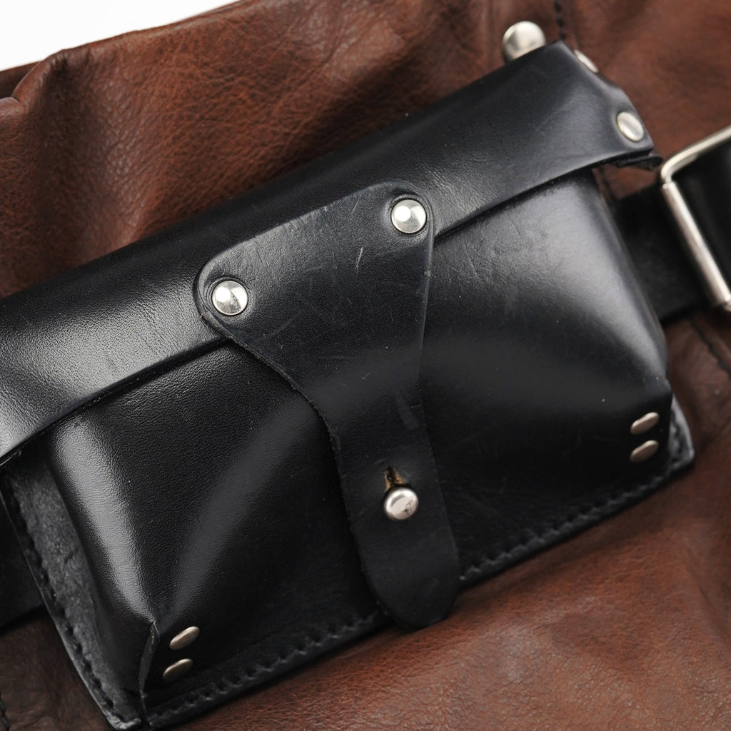 Brown Leather Pocket Tote Bag