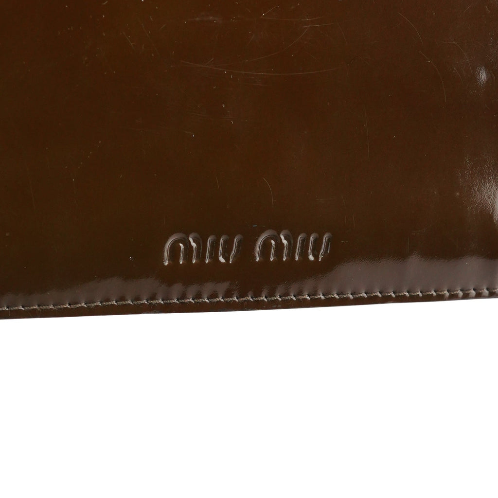 Brown Patent Leather Top Handle Bag