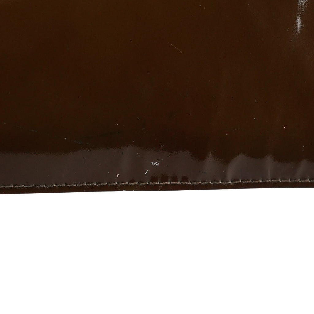Brown Patent Leather Top Handle Bag
